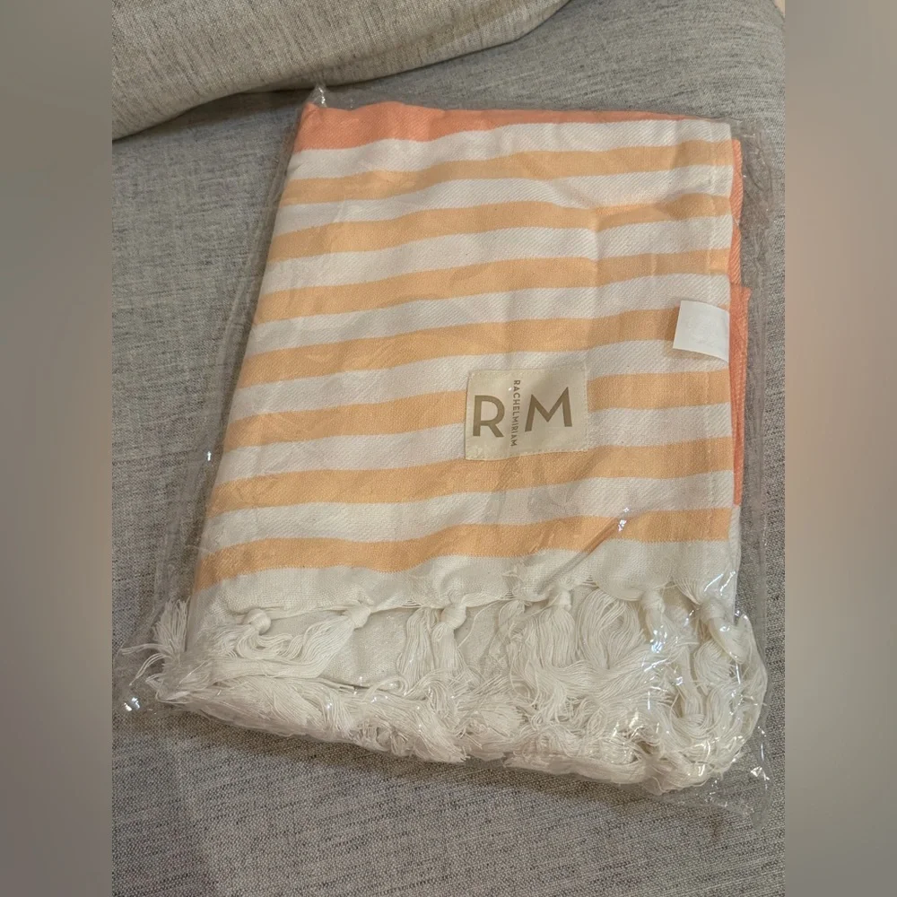 Rachel Miriam Positano Towel summer peach striped new
